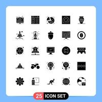 Satz von 25 modernen ui-Symbolen Symbole Zeichen für Lesegerät Fingerabdruck Website Fingerdiagramm editierbare Vektordesign-Elemente vektor