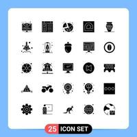 uppsättning av 25 modern ui ikoner symboler tecken för läsare fingeravtryck hemsida finger Graf redigerbar vektor design element