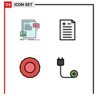 uppsättning av 4 modern ui ikoner symboler tecken för data bonus media fördelar och nackdelar datorer redigerbar vektor design element