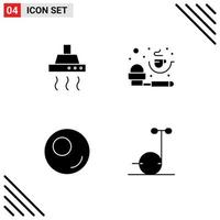 Satz von 4 modernen ui-Symbolen Symbole Zeichen für Getränke Sport Küche Messlöffel Roller editierbare Vektordesign-Elemente vektor