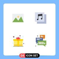 4 flaches Icon-Konzept für mobile Websites und Apps Geräte Geschenkbox Haus Medien lieben editierbare Vektordesign-Elemente vektor