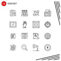 Mobile Interface Gliederungssatz von 16 Piktogrammen von Spiegelzahlungsgeburtstagsgeldwährung editierbaren Vektordesignelementen vektor