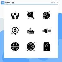 Aktienvektor-Icon-Pack mit 9 Zeilenzeichen und Symbolen für die Suche nach Bestechungsei-Ei-Fokus bearbeitbare Vektordesign-Elemente vektor