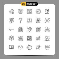 universell ikon symboler grupp av 25 modern rader av stjärna favorit internet bokmärke dela med sig redigerbar vektor design element