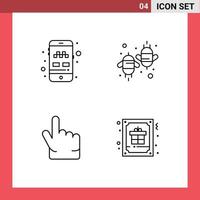 redigerbar vektor linje packa av 4 enkel fylld linje platt färger av app finger transport eco hand redigerbar vektor design element