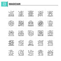 25 Magier Icon Set Vektor Hintergrund