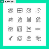 16 kreative Symbole moderne Zeichen und Symbole des Suchreisewellenzeichens bestätigen bearbeitbare Vektordesignelemente vektor
