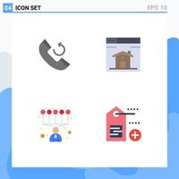 Satz von 4 kommerziellen flachen Symbolen für Anruffähigkeiten Webdesign-Label editierbare Vektordesign-Elemente vektor