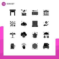 Stock Vector Icon Pack mit 16 Zeilen Zeichen und Symbolen für Power Banking Open Bank Education editierbare Vektordesign-Elemente
