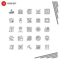 Stock Vector Icon Pack mit 25 Linienzeichen und Symbolen für Möbelgebäude Frühstücksdiagramm Business editierbare Vektordesign-Elemente