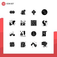 16 kreative Symbole moderne Zeichen und Symbole der Umweltverschmutzung Business Car Square editierbare Vektordesign-Elemente vektor