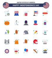 Stock Vektor Icon Pack mit amerikanischen Tag 25 flachen Zeichen und Symbolen für Hot Dog International USA Flagge Wein editierbare USA Tag Vektor Design Elemente