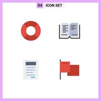 4 flaches Icon-Konzept für mobile Websites und Apps float Country Book Mark editierbare Vektordesign-Elemente vektor