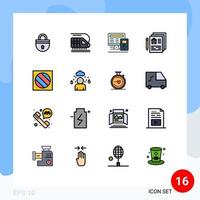 16 tematiska vektor platt Färg fylld rader och redigerbar symboler av redigering penna dator Hem plan redigerbar kreativ vektor design element