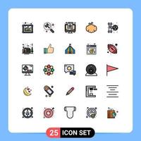 Stock Vector Icon Pack mit 25 Zeilen Zeichen und Symbolen für Klempner Kanada Suche Kürbis Kürbis bearbeitbare Vektordesign-Elemente