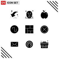 Aktienvektor-Icon-Pack mit 9 Zeilenzeichen und Symbolen für das Abbrechen von Layout-Bildung goldenes Quadrat editierbare Vektordesign-Elemente vektor