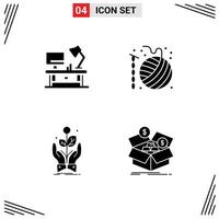 Stock Vector Icon Pack mit 4 Zeilenzeichen und Symbolen für Tischlampe Business Business Häkelwachstum editierbare Vektordesign-Elemente