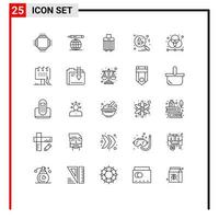25 Benutzeroberflächen-Linienpaket mit modernen Zeichen und Symbolen von Designer-Kreativbeutel-Suchherz-editierbaren Vektordesign-Elementen vektor