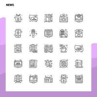 uppsättning av Nyheter linje ikon uppsättning 25 ikoner vektor minimalism stil design svart ikoner uppsättning linjär piktogram packa