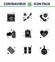 Symbol für Coronavirus-Vorsichtstipps für die Präsentation von Gesundheitsrichtlinien 9 Solid Glyph Black Icon Pack wie z vektor