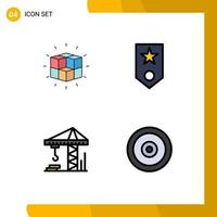 Stock Vector Icon Pack mit 4 Zeilen Zeichen und Symbolen für Box Star Lösung Militärarchitektur editierbare Vektordesign-Elemente