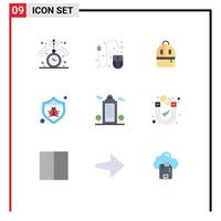 Stock Vector Icon Pack mit 9 Zeilenzeichen und Symbolen für Eco Building Backbag Bug Seo editierbare Vektordesign-Elemente