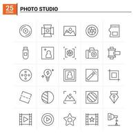 25 Fotostudio-Icon-Set Vektorhintergrund vektor