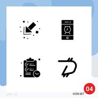 Stock Vector Icon Pack mit 4 Zeilenzeichen und Symbolen für Pfeilaufgaben Alarmtelefon Digibyte editierbare Vektordesign-Elemente