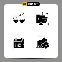 Stock Vektor Icon Pack mit Linienzeichen und Symbolen für Brillen Kalender Hochzeit Internet Liebe editierbare Vektordesign-Elemente