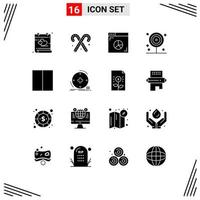 Gruppe von 16 soliden Glyphen Zeichen und Symbolen für Layout Lollipop Browser Küche Kochen editierbare Vektordesign-Elemente vektor