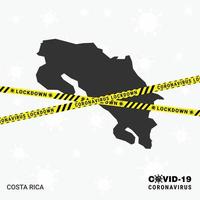 costa ricaland karte sperrvorlage für coronavirus-pandemie zum stopp der virusübertragung covid 19 bewusstseinsvorlage vektor