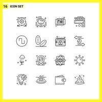 16 kreativ ikoner modern tecken och symboler av ljud nivå kamera höjd se redigerbar vektor design element