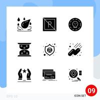 uppsättning av 9 modern ui ikoner symboler tecken för cancer skydda dollar pil läser in redigerbar vektor design element