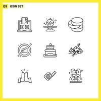 9 kreativ ikoner modern tecken och symboler av bröllop statistik kontanter försäljning tillväxt redigerbar vektor design element