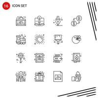 16 kreative Symbole moderne Zeichen und Symbole der digitalen Geldwährung für Spielzeugzahlungen bearbeitbare Vektordesignelemente vektor