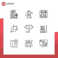 Stock Vector Icon Pack mit 9 Zeilen Zeichen und Symbolen für Security Cam Waschmittel Design Box editierbare Vektordesign-Elemente