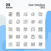 25 User Interface Icon Set 100 bearbeitbare Eps 10 Dateien Business-Logo-Konzept-Ideen-Line-Icon-Design vektor