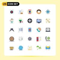 Stock Vector Icon Pack mit 25 Zeilen Zeichen und Symbolen für Fähigkeiten Netzwerk Licht Internet Donut editierbare Vektordesign-Elemente