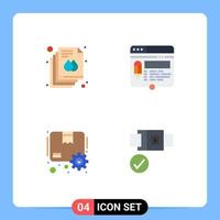 Stock Vector Icon Pack mit 4 Zeilenzeichen und Symbolen für Dokumentbox-Bannerseiten-Paket editierbare Vektordesign-Elemente