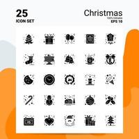 25 Weihnachts-Icon-Set 100 bearbeitbare Eps 10 Dateien Business-Logo-Konzept-Ideen solides Glyphen-Icon-Design vektor