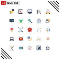 Stock Vector Icon Pack mit 25 Linienzeichen und Symbolen für Shop-Kaffee-Planungstafel imac editierbare Vektordesign-Elemente