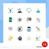 16 flaches Farbkonzept für mobile Websites und Apps zielen auf Smartphone-Download-Geräte ab Yoga editierbares Paket kreativer Vektordesign-Elemente vektor