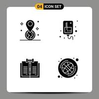 Stock Vector Icon Pack mit 4 Zeilenzeichen und Symbolen für Geolokalisierung Copyright Pin IV Gesetz editierbare Vektordesign-Elemente