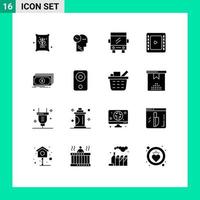16 kreative Symbole moderne Zeichen und Symbole der Finanz-Cash-Bus-Kinematographie cienma Tape editierbare Vektordesign-Elemente vektor