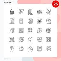 25 universelle Linienzeichen Symbole für Rührei-Dateien, bearbeitbare Vektordesign-Elemente vektor