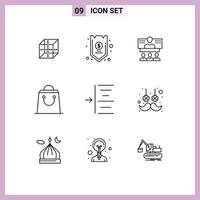 9 universell översikt tecken symboler av handla väska försäkring uppkopplad förbindelse redigerbar vektor design element