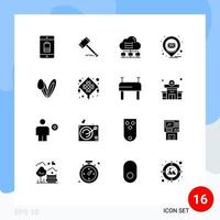 Stock Vector Icon Pack mit 16 Linienzeichen und Symbolen für E-Mail Connect Hammer Datennetzwerk editierbare Vektordesign-Elemente