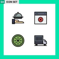4 kreative Symbole moderne Zeichen und Symbole von Lebensmitteln Essensausgabe Layout Kiwi editierbare Vektordesign-Elemente vektor