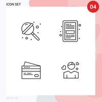 moderner Satz von 4 gefüllten flachen Farben und Symbolen wie Süßigkeiten, Kreditkarten, Süßigkeiten, Bildungskarte, editierbare Vektordesign-Elemente vektor