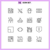 16 kreativ ikoner modern tecken och symboler av vetenskap laboratorium assistent tennis Stöd redigerbar vektor design element